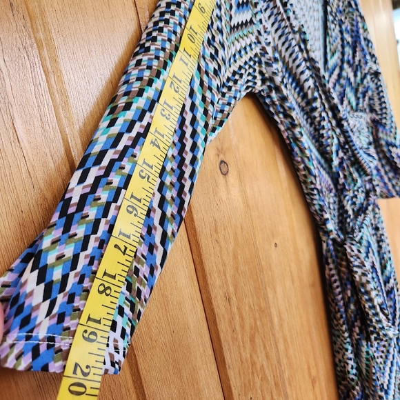 CONSTITUCION 1917 Womens Wrap Dress, Blue Brown Black White, Size Small - Picture 4 of 7